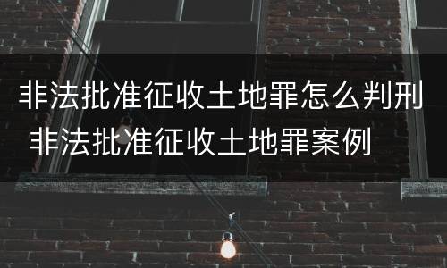 非法批准征收土地罪怎么判刑 非法批准征收土地罪案例