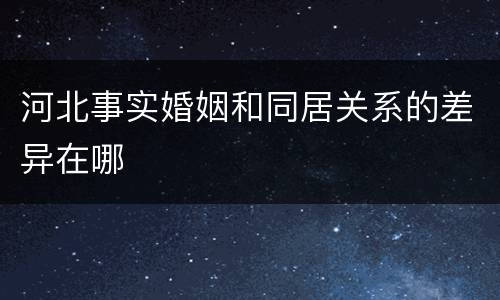 河北事实婚姻和同居关系的差异在哪