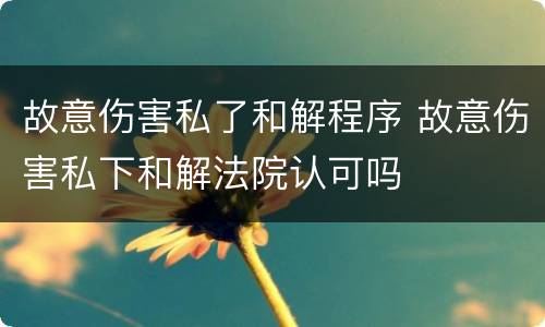 故意伤害私了和解程序 故意伤害私下和解法院认可吗