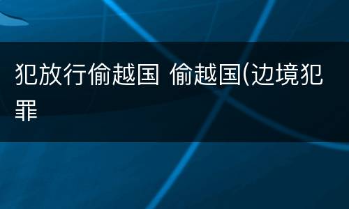 犯放行偷越国 偷越国(边境犯罪
