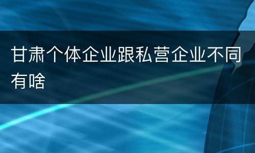 甘肃个体企业跟私营企业不同有啥