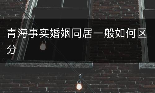 青海事实婚姻同居一般如何区分