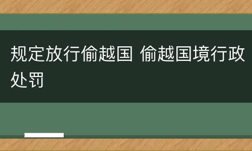 规定放行偷越国 偷越国境行政处罚