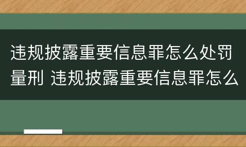 违规披露重要信息罪怎么处罚量刑 违规披露重要信息罪怎么处罚量刑标准