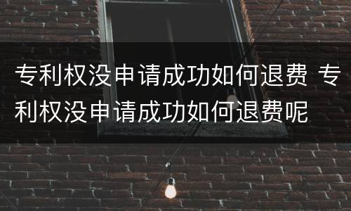专利权没申请成功如何退费 专利权没申请成功如何退费呢