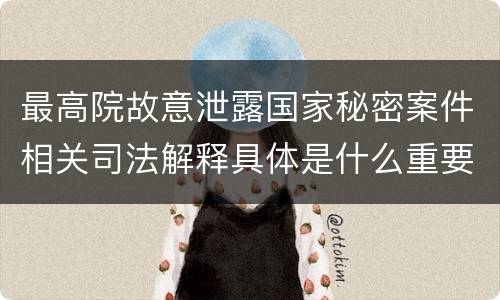 最高院故意泄露国家秘密案件相关司法解释具体是什么重要内容
