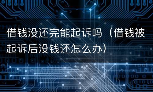 借钱没还完能起诉吗（借钱被起诉后没钱还怎么办）