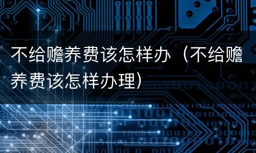 不给赡养费该怎样办（不给赡养费该怎样办理）
