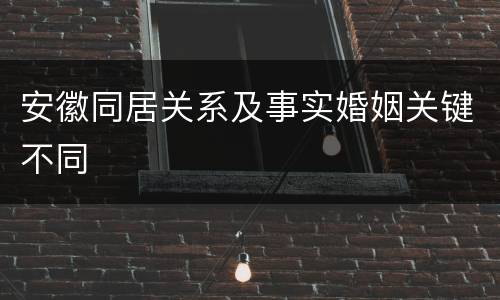 安徽同居关系及事实婚姻关键不同