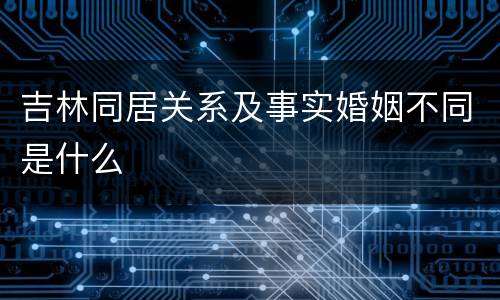 吉林同居关系及事实婚姻不同是什么