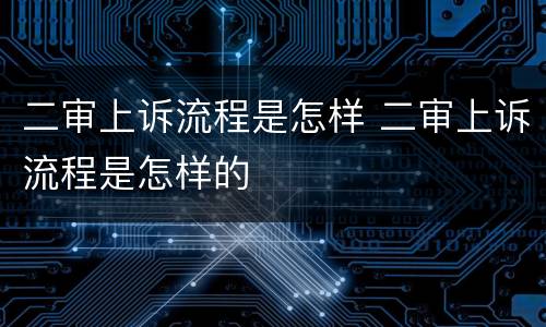 二审上诉流程是怎样 二审上诉流程是怎样的