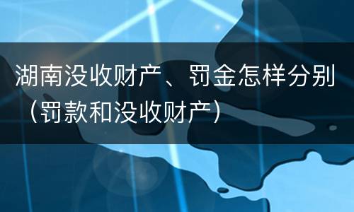 湖南没收财产、罚金怎样分别（罚款和没收财产）