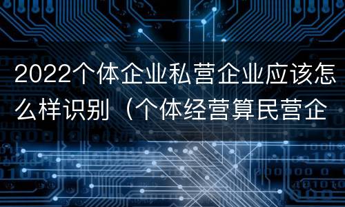 2022个体企业私营企业应该怎么样识别（个体经营算民营企业吗）