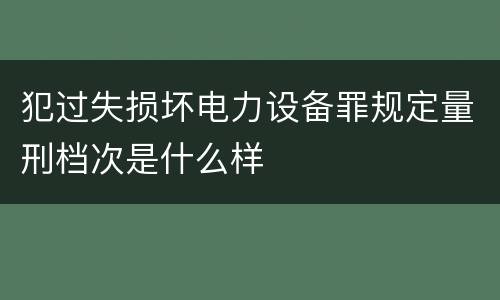 犯过失损坏电力设备罪规定量刑档次是什么样