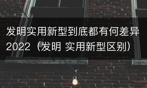 发明实用新型到底都有何差异2022（发明 实用新型区别）