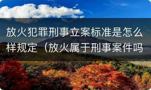 放火犯罪刑事立案标准是怎么样规定（放火属于刑事案件吗）