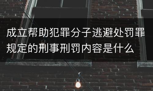 成立帮助犯罪分子逃避处罚罪规定的刑事刑罚内容是什么