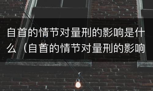 自首的情节对量刑的影响是什么（自首的情节对量刑的影响是什么意思）