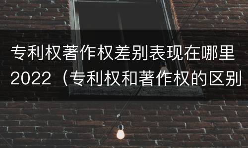 专利权著作权差别表现在哪里2022（专利权和著作权的区别）