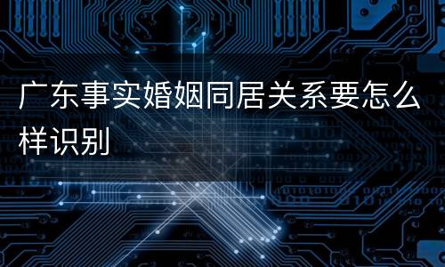 广东事实婚姻同居关系要怎么样识别