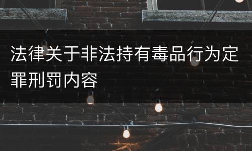 法律关于非法持有毒品行为定罪刑罚内容