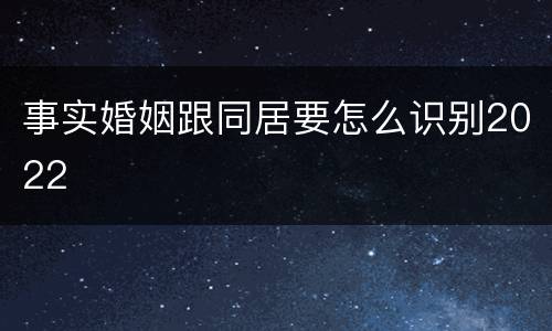 事实婚姻跟同居要怎么识别2022
