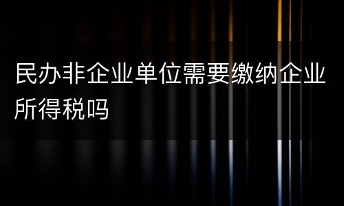 民办非企业单位需要缴纳企业所得税吗