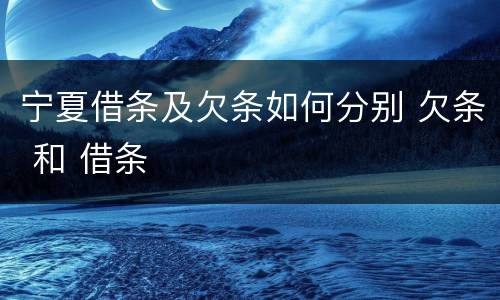 宁夏借条及欠条如何分别 欠条 和 借条