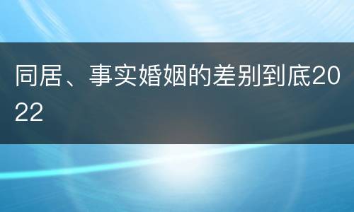 同居、事实婚姻的差别到底2022