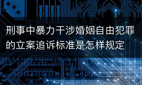 刑事中暴力干涉婚姻自由犯罪的立案追诉标准是怎样规定
