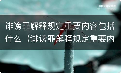 诽谤罪解释规定重要内容包括什么（诽谤罪解释规定重要内容包括什么意思）