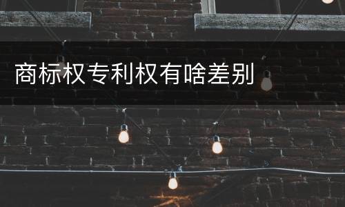 商标权专利权有啥差别