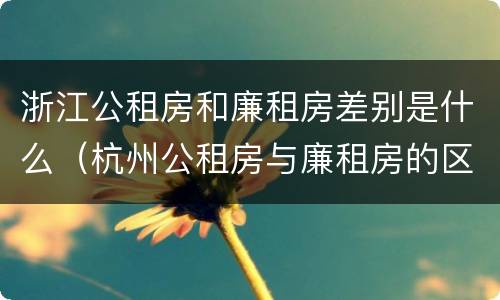浙江公租房和廉租房差别是什么（杭州公租房与廉租房的区别）