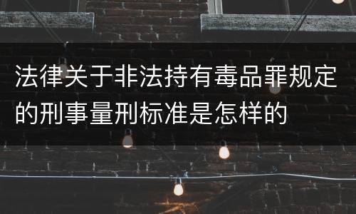 法律关于非法持有毒品罪规定的刑事量刑标准是怎样的