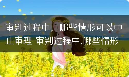 审判过程中，哪些情形可以中止审理 审判过程中,哪些情形可以中止审理案件