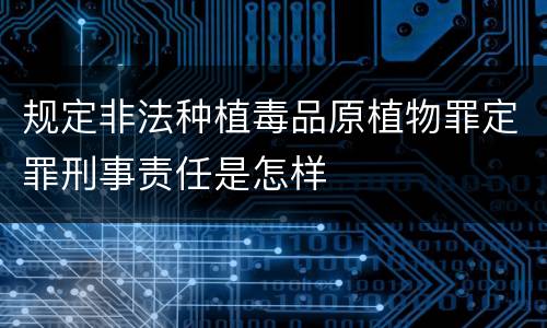 规定非法种植毒品原植物罪定罪刑事责任是怎样