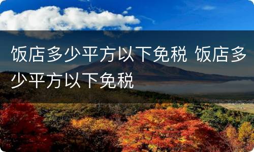 饭店多少平方以下免税 饭店多少平方以下免税