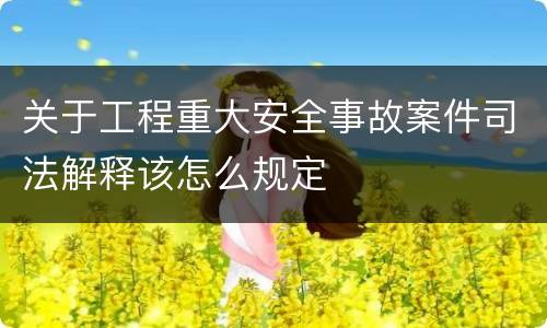 关于工程重大安全事故案件司法解释该怎么规定