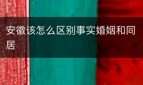 安徽该怎么区别事实婚姻和同居