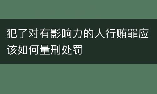 犯了对有影响力的人行贿罪应该如何量刑处罚