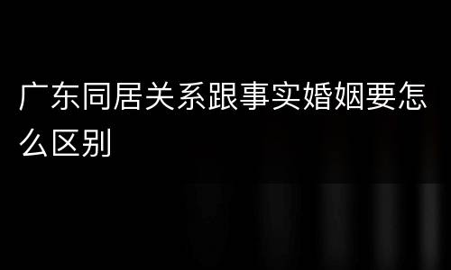 广东同居关系跟事实婚姻要怎么区别