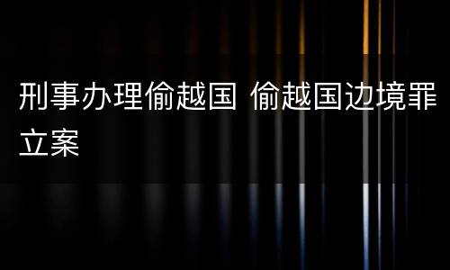 刑事办理偷越国 偷越国边境罪立案