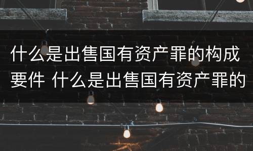 什么是出售国有资产罪的构成要件 什么是出售国有资产罪的构成要件和标准