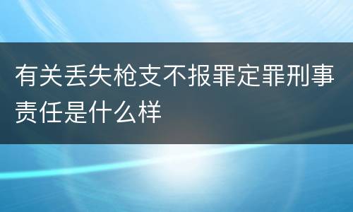 有关丢失枪支不报罪定罪刑事责任是什么样