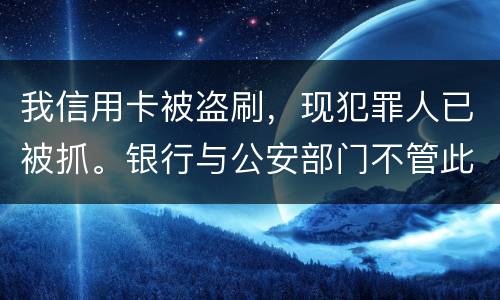 我信用卡被盗刷，现犯罪人已被抓。银行与公安部门不管此事。我如何能取回款项呢项呢