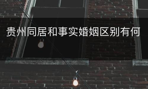 贵州同居和事实婚姻区别有何