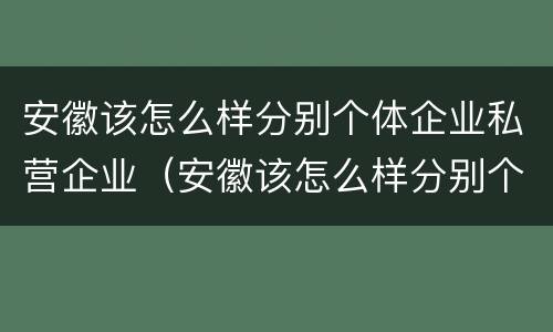 安徽该怎么样分别个体企业私营企业（安徽该怎么样分别个体企业私营企业呢）