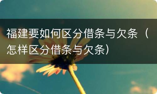福建要如何区分借条与欠条（怎样区分借条与欠条）