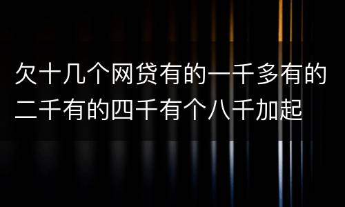 欠十几个网贷有的一千多有的二千有的四千有个八千加起