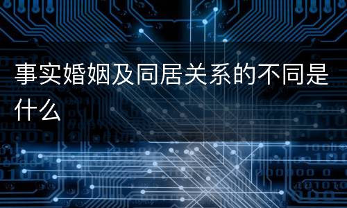事实婚姻及同居关系的不同是什么
